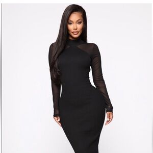 Fashion Nova Black Long Sleeve Dress